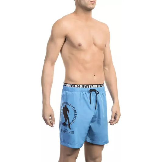 Bikkembergs Light Blue Polyester Men Swim Short Bikkembergs Tan