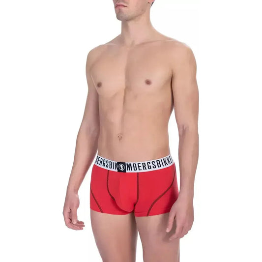 Bikkembergs Red Cotton Men's Underwear Trunk Bi-Pack MAN UNDERWEAR Bikkembergs Rosy Brown