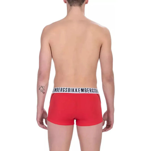 Bikkembergs Red Cotton Men's Underwear Trunk Bi-Pack MAN UNDERWEAR Bikkembergs Rosy Brown