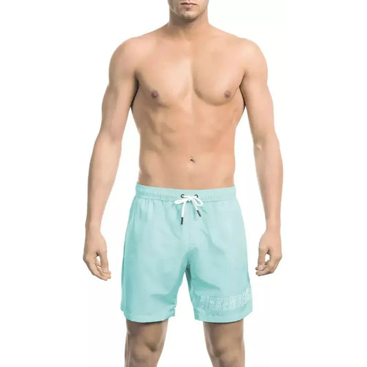 Bikkembergs Light Blue Polyester Men Swim Short Bikkembergs Tan