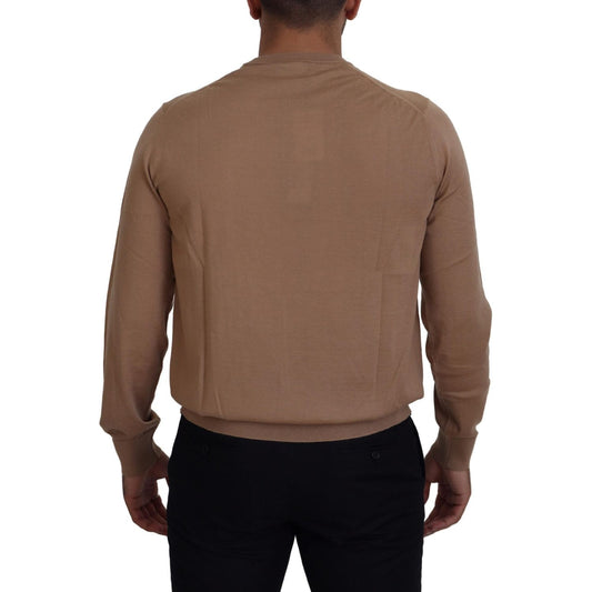 Dolce & Gabbana Beige Cashmere Crewneck Pullover Sweater Dolce & Gabbana Dim Gray