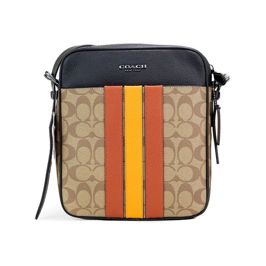 COACH Hudson 21 Signature Varsity Stripe Coated Canvas Crossbody Bag COACH Sienna