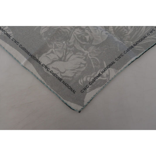 Costume National Elegant Grey Cotton Square Scarf Costume National Dim Gray