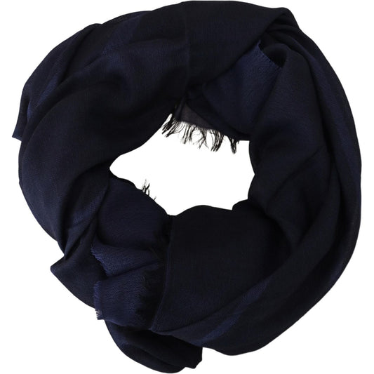GF Ferre Elegant Fringed Wool Blend Scarf GF Ferre Black