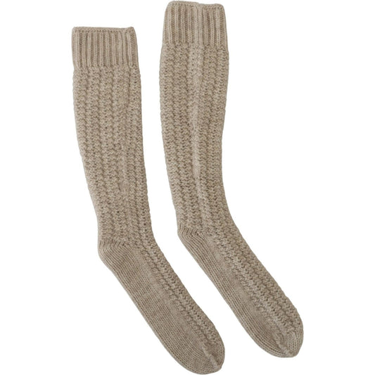 Dolce & Gabbana Chic Beige Wool Blend Over-the-Calf Socks Dolce & Gabbana Rosy Brown