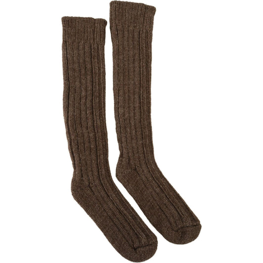 Dolce & Gabbana Chic Brown Wool Blend Over-Calf Socks Dolce & Gabbana Dark Slate Gray