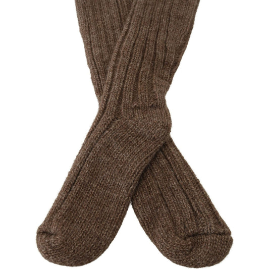 Dolce & Gabbana Chic Brown Wool Blend Over-Calf Socks Dolce & Gabbana Dark Olive Green