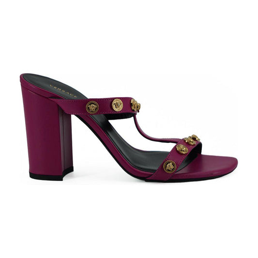 Versace Purple Calf Leather High Heel Sandals