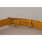 Dolce & Gabbana Elegant Leather Belt in Sunshine Yellow Dolce & Gabbana Dark Gray