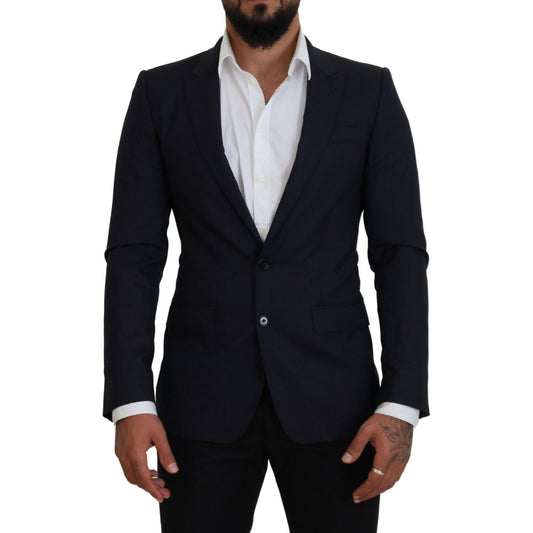 Dolce & Gabbana Elegant Blue Wool Silk Blazer Jacket Dolce & Gabbana Black