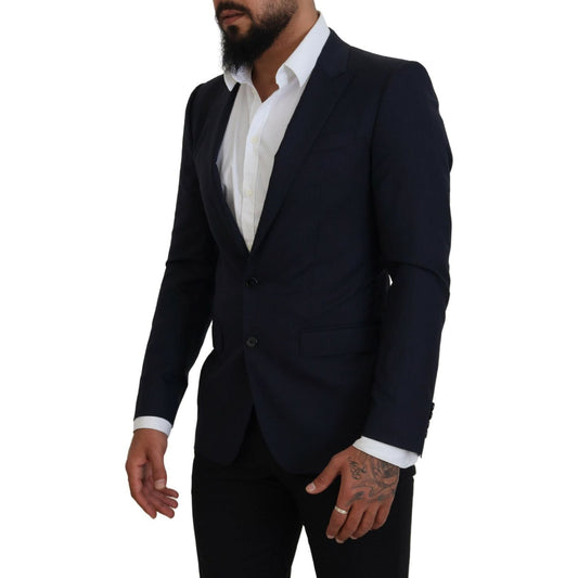Dolce & Gabbana Elegant Blue Wool Silk Blazer Jacket Dolce & Gabbana Black