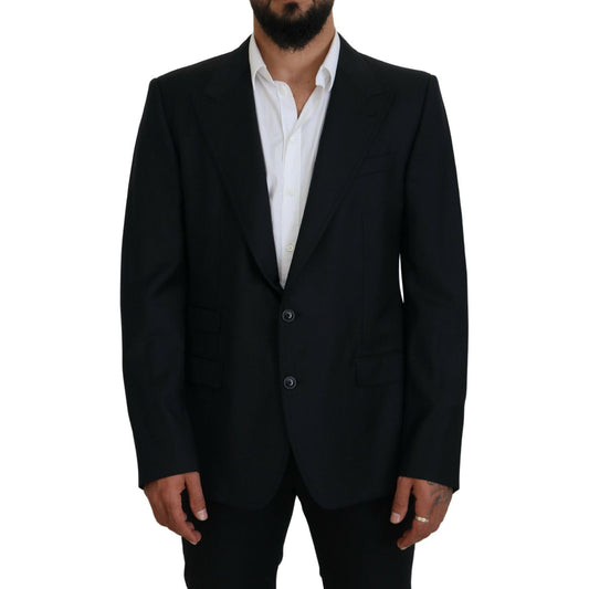 Dolce & Gabbana Elegant Dark Blue Single Breasted Blazer Dolce & Gabbana Black