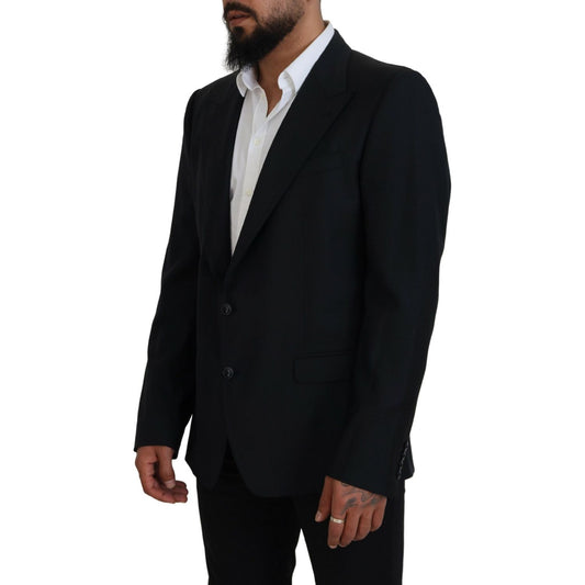 Dolce & Gabbana Elegant Dark Blue Single Breasted Blazer Dolce & Gabbana Black