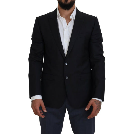 Dolce & Gabbana Elegant Dark Blue Martini Blazer Dolce & Gabbana Black