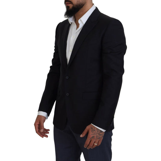 Dolce & Gabbana Elegant Dark Blue Martini Blazer Dolce & Gabbana Black