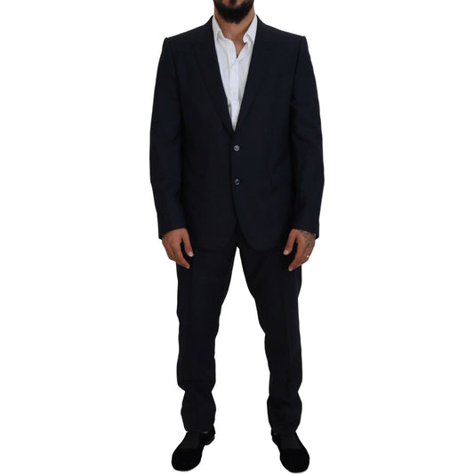 Dolce & Gabbana Elegant Blue Martini Wool-Silk Blend Suit Dolce & Gabbana Black