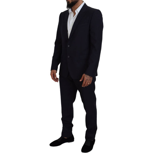 Dolce & Gabbana Elegant Blue Martini Wool-Silk Blend Suit Dolce & Gabbana Black