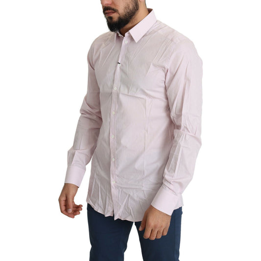 Dolce & Gabbana Elegant Slim Fit Pink Dress Shirt Dolce & Gabbana Gray
