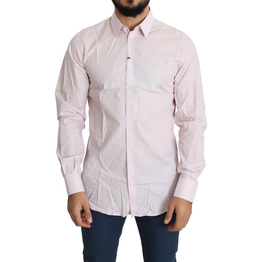Dolce & Gabbana Elegant Slim Fit Pink Dress Shirt Dolce & Gabbana Light Gray