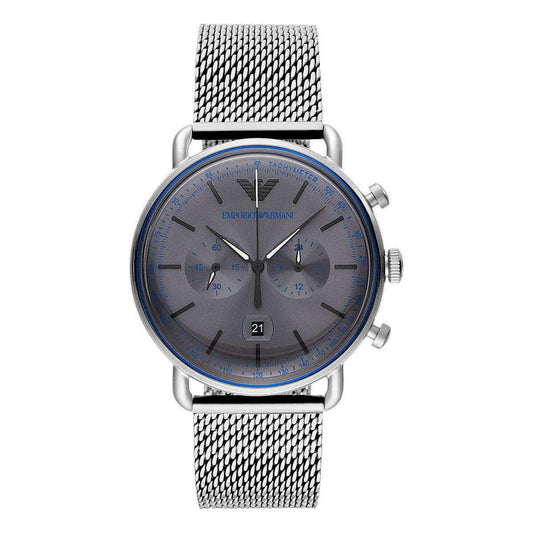Emporio Armani Sophisticated Silver Steel Chronograph Watch Emporio Armani Dark Slate Gray