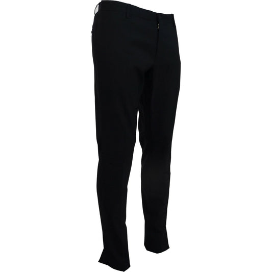 Dolce & Gabbana Elegant Slim Fit Dress Pants in Blue Dolce & Gabbana Black
