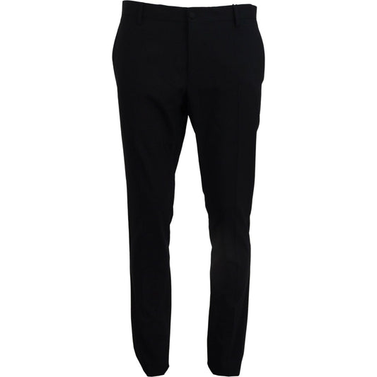 Dolce & Gabbana Elegant Slim Fit Dress Pants in Blue Dolce & Gabbana Black