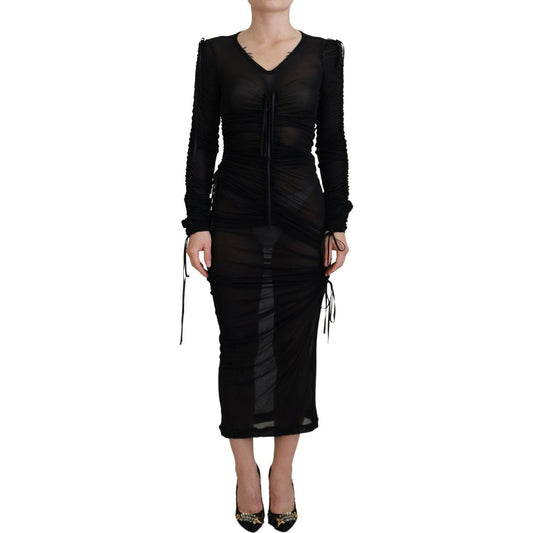 Dolce & Gabbana Elegant Black Silk Blend Bodycon Dress Dolce & Gabbana Rosy Brown