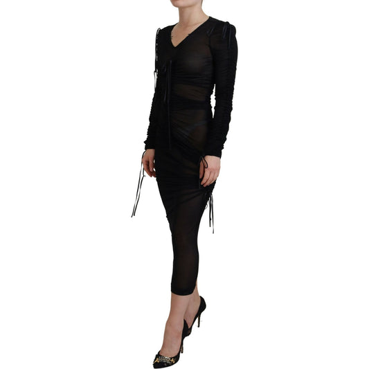 Dolce & Gabbana Elegant Black Silk Blend Bodycon Dress Dolce & Gabbana Rosy Brown