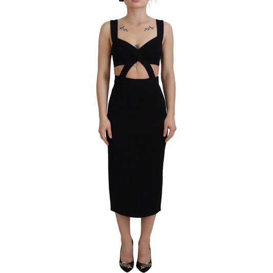 Dolce & Gabbana Elegant Black Midi Sheath Dress Dolce & Gabbana Rosy Brown