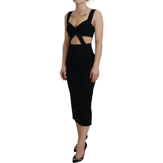 Dolce & Gabbana Elegant Black Midi Sheath Dress Dolce & Gabbana Rosy Brown
