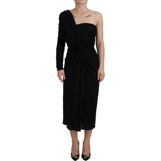 Dolce & Gabbana Elegant One-Shoulder Sheath Midi Dress Dolce & Gabbana Black