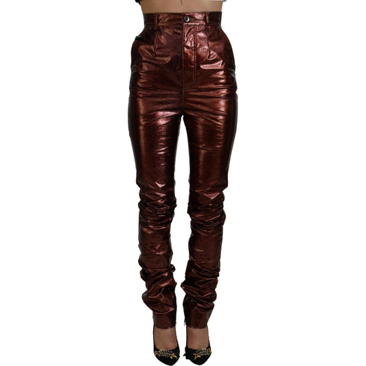Dolce & Gabbana High Waist Skinny Jeans in Metallic Bronze Dolce & Gabbana Black