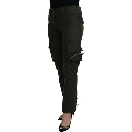 Ermanno Scervino Elegant Tapered Green Wool-Blend Pants Ermanno Scervino Black