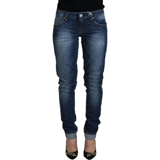 Acht Elegant Blue Washed Low Waist Skinny Jeans Acht Dark Slate Gray