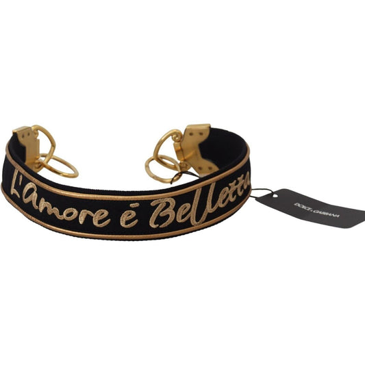 Dolce & Gabbana Elegant Gold Black Shoulder Bag Strap Dolce & Gabbana Black