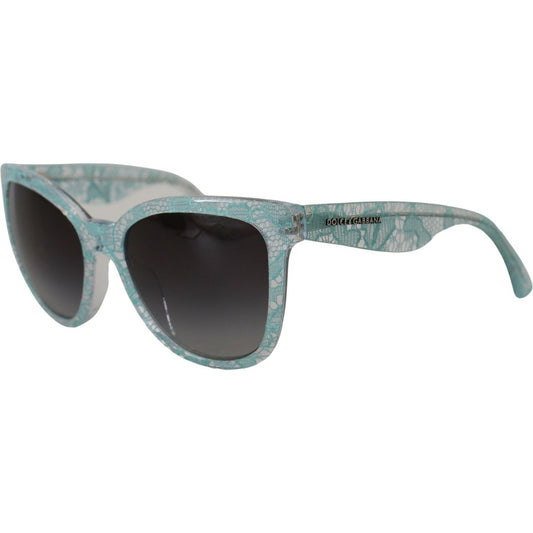 Dolce & Gabbana Elegant Blue Lace Detail Sunglasses Dolce & Gabbana Slate Gray