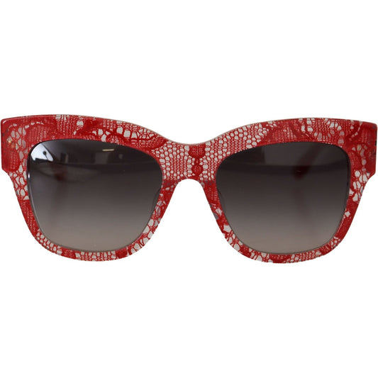 Dolce & Gabbana Elegant Red Lace Detail Sunglasses Dolce & Gabbana Dark Olive Green