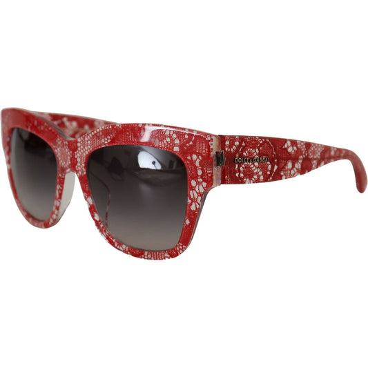 Dolce & Gabbana Elegant Red Lace Detail Sunglasses Dolce & Gabbana Sienna