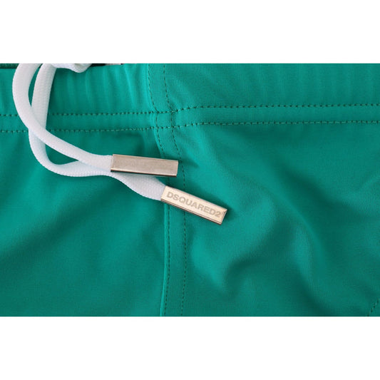 Dsquared² Chic Green Swim Briefs with White Logo Dsquared² Dark Cyan