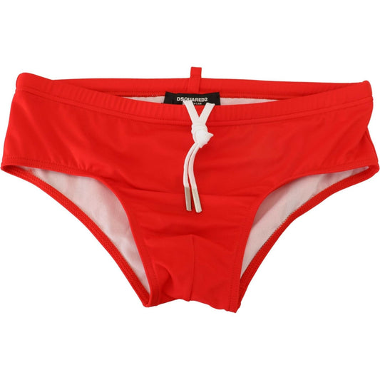 Dsquared² Red ICON Print Swim Briefs Dsquared² Firebrick