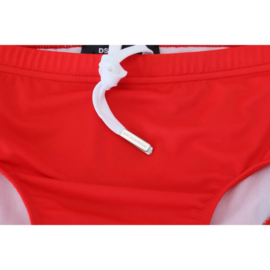 Dsquared² Red ICON Print Swim Briefs Dsquared² Firebrick