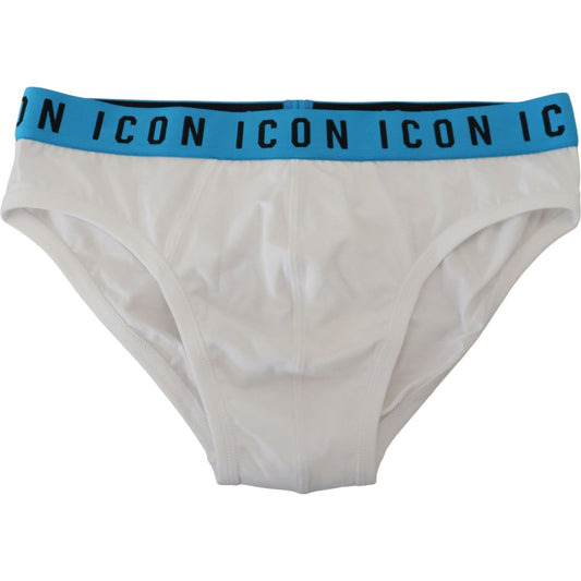 Dsquared² Elegant White Cotton Stretch Briefs Dsquared² Gray
