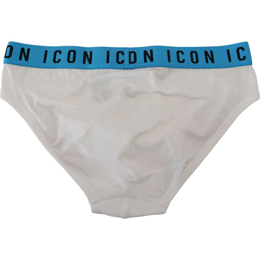 Dsquared² Elegant White Cotton Stretch Briefs Dsquared² Gray