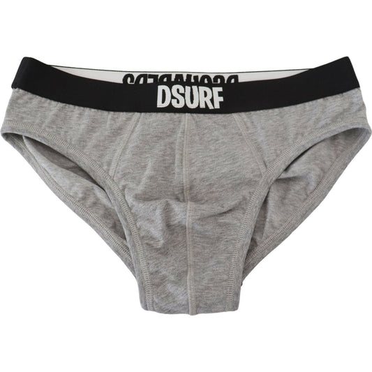 Dsquared² Elegant Gray Cotton Stretch Briefs Dsquared² Light Slate Gray