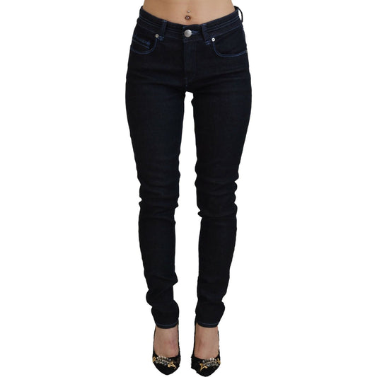 Acht Chic Slim-Fit Cotton Denim in Dark Blue Acht Black