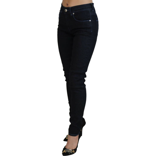 Acht Chic Slim-Fit Cotton Denim in Dark Blue Acht Black