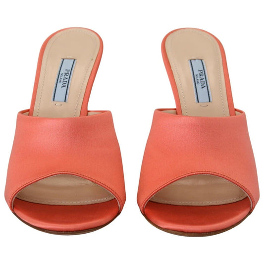 Prada Elegant Coral Leather Heels Sandals Prada