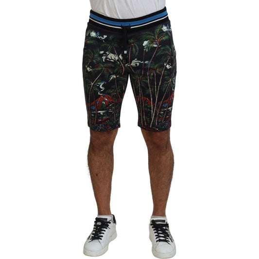 Dolce & Gabbana Volcano Print Casual Knee-Length Shorts Dolce & Gabbana Black