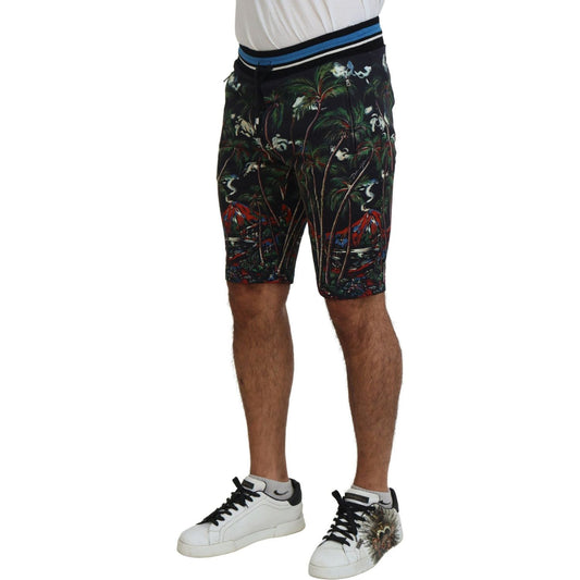 Dolce & Gabbana Volcano Print Casual Knee-Length Shorts Dolce & Gabbana Dark Slate Gray