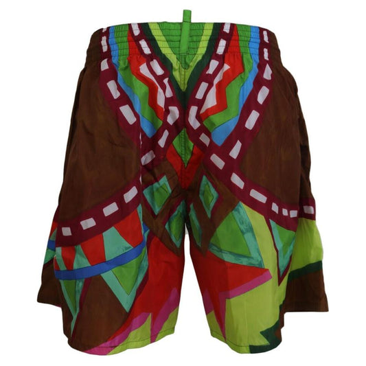 Dsquared² Multicolor Print Swim Shorts Boxer Style Dsquared² Dark Slate Gray